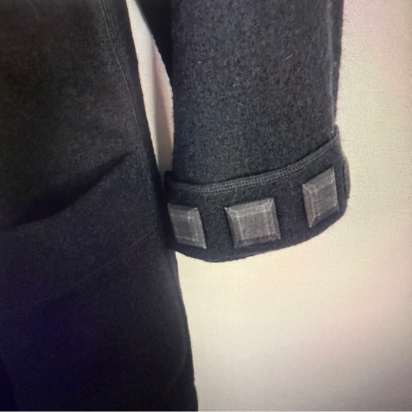 LAUREL Women Black 100% Wool Tie Waist Pockets Sweater Coat Size M/L - Picture 4 of 6